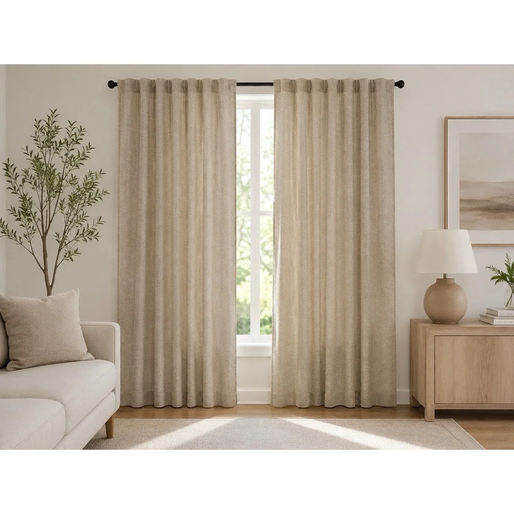 Gray Rod Pocket Curtain Panel 52x82 Light Filtering Solid Polyester Modern